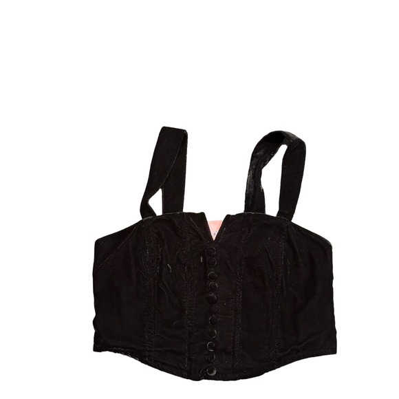 Rachel Zoe Black Velvet Corset Top, Adjustable straps, Sz M, NWT - Picture 2 of 11